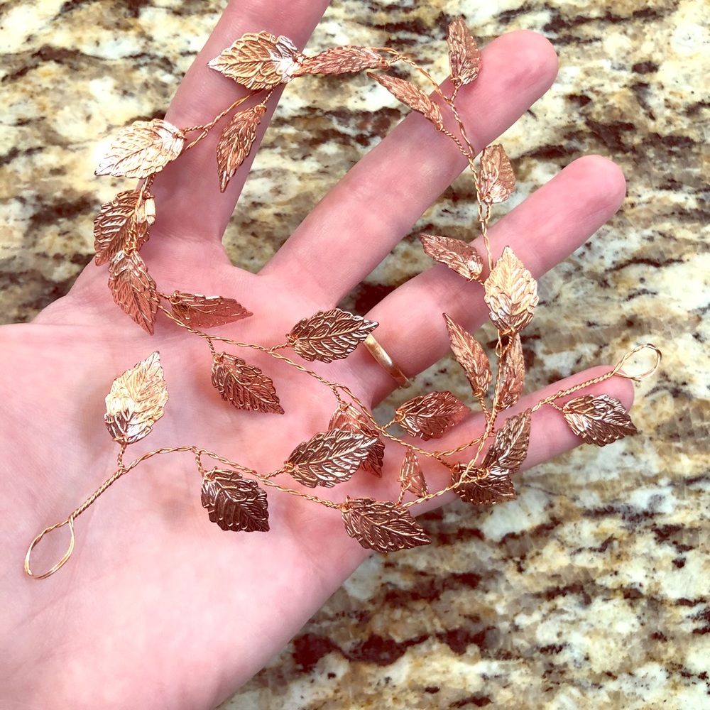 Rose Gold Leaves Hair Vine/Crown
